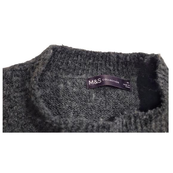 MARKS & SPENCER Super Star Sweater Size M Gray Metallic Silver Retro Top Simple - Picture 5 of 6